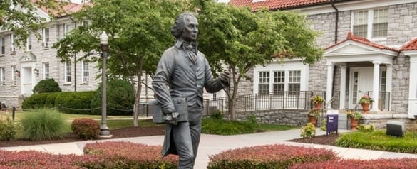 Statue of James Madison in Harrisonburg, VA.
