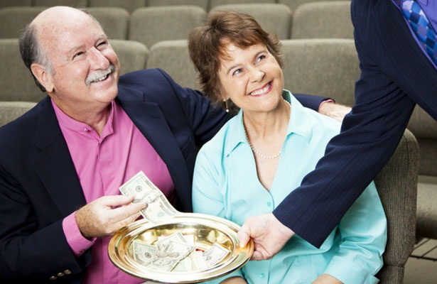 image of people tithing